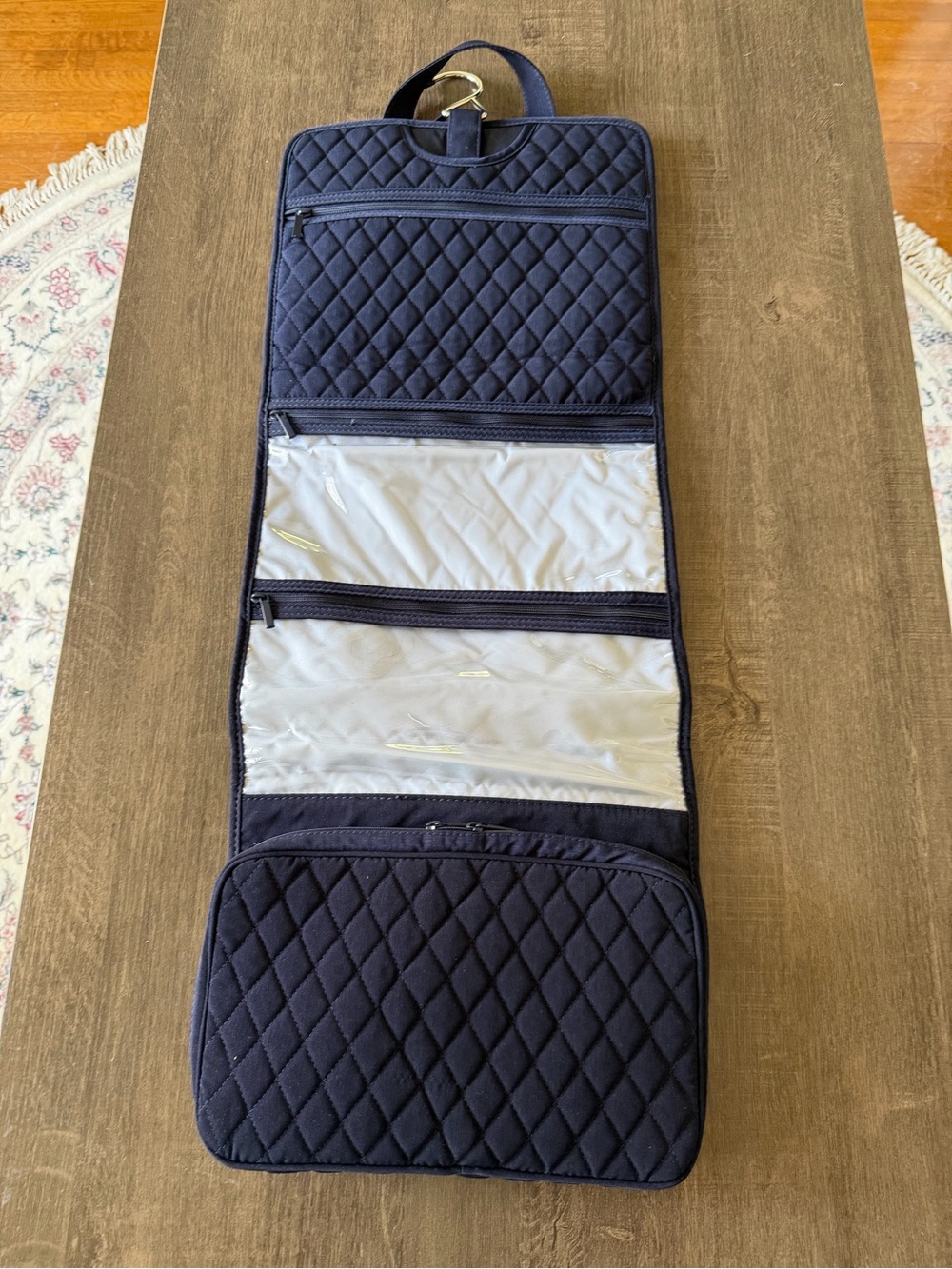 Vera Bradley Navy Quilted Hanging Cosmetic Organizer NWT